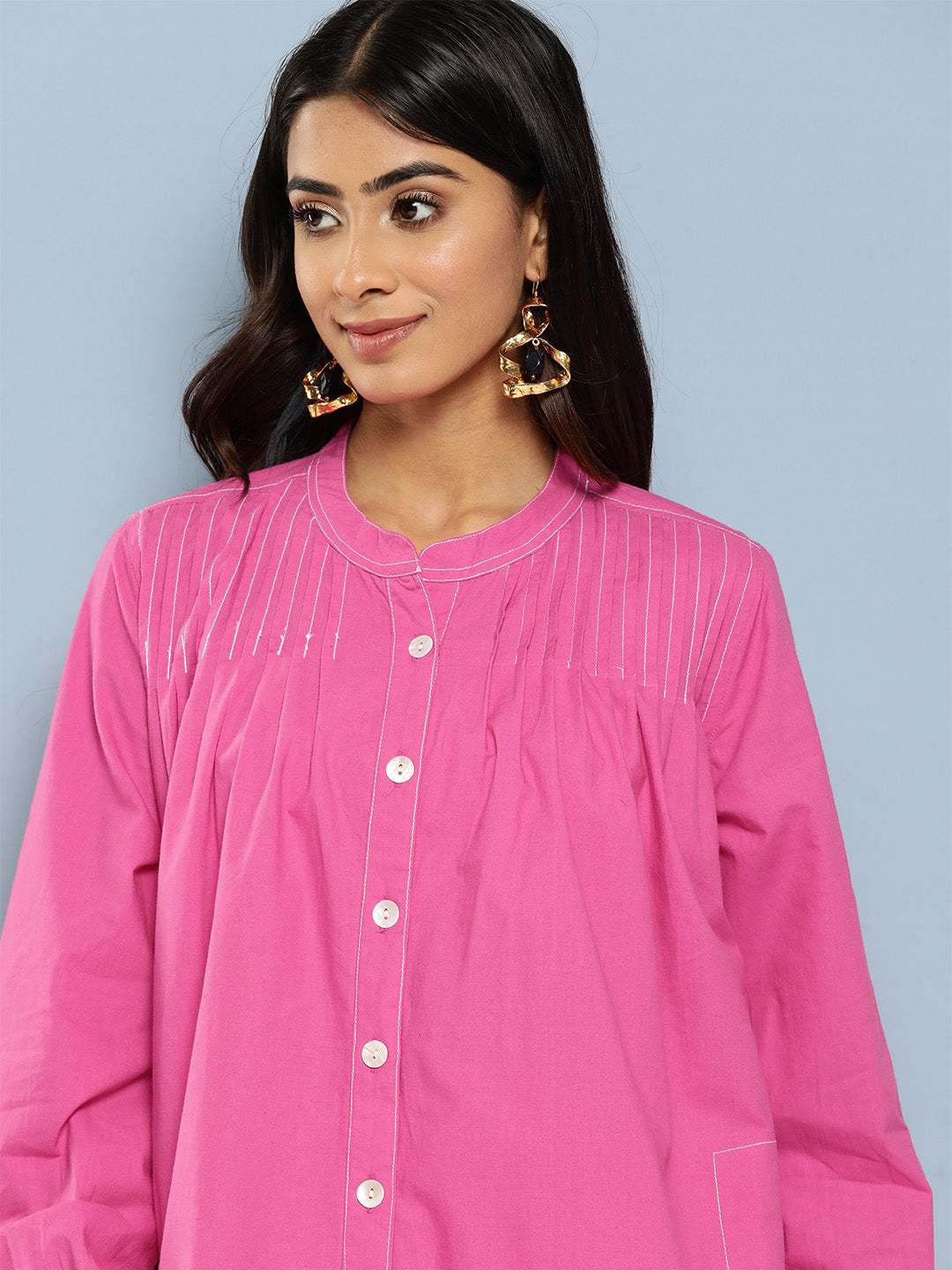 Indo Era Pink Pure Cotton Top With Trousers