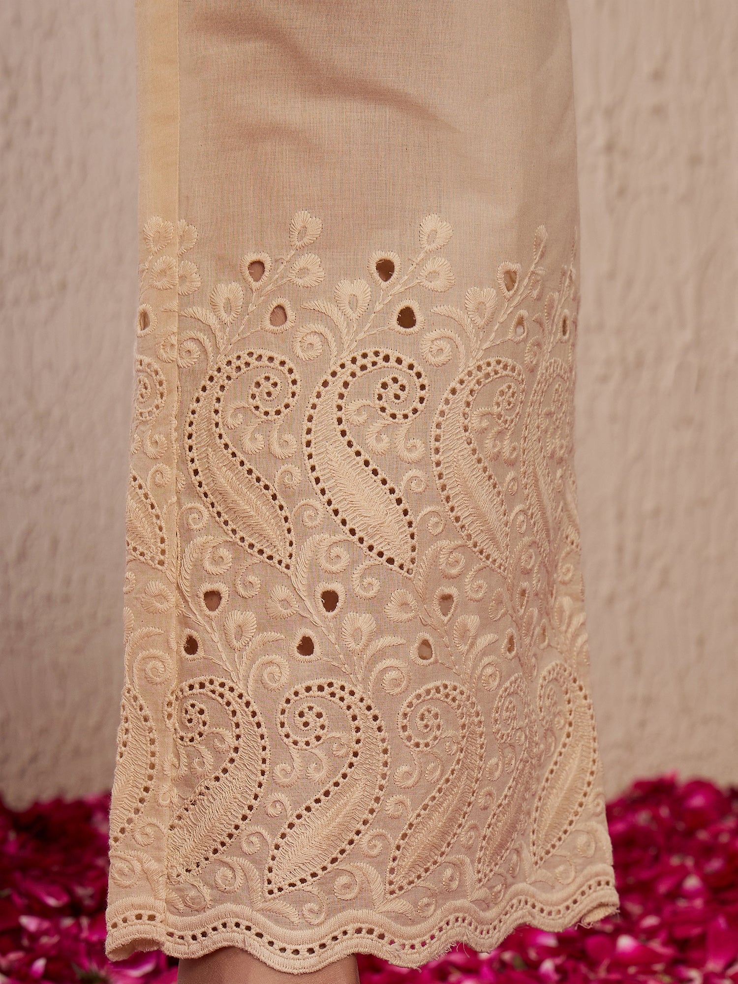 Indo Era Pink Embroidered Straight Kurtas