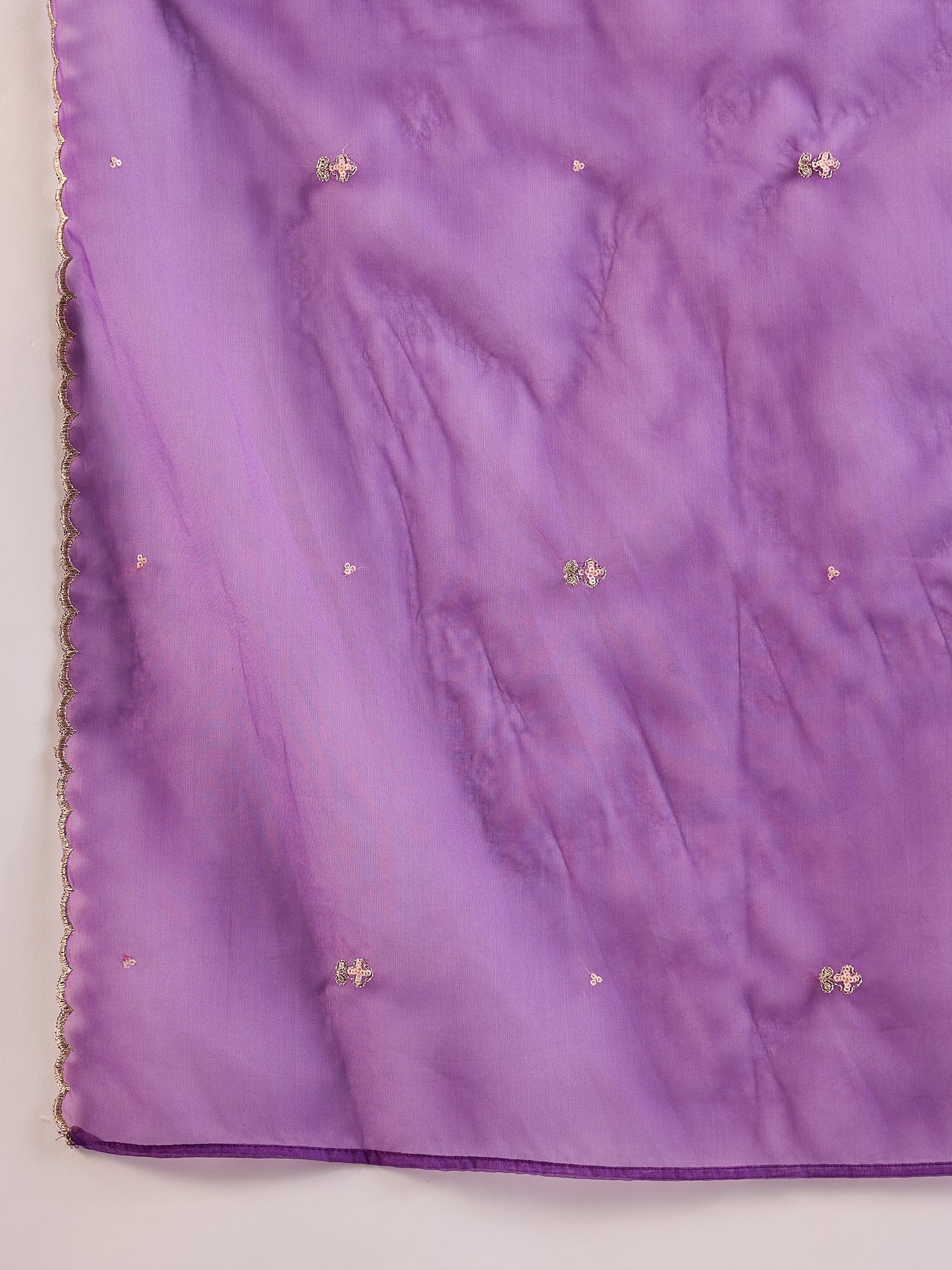 Indo Era Purple Embroidered Straight Kurta Trousers With Dupatta Set