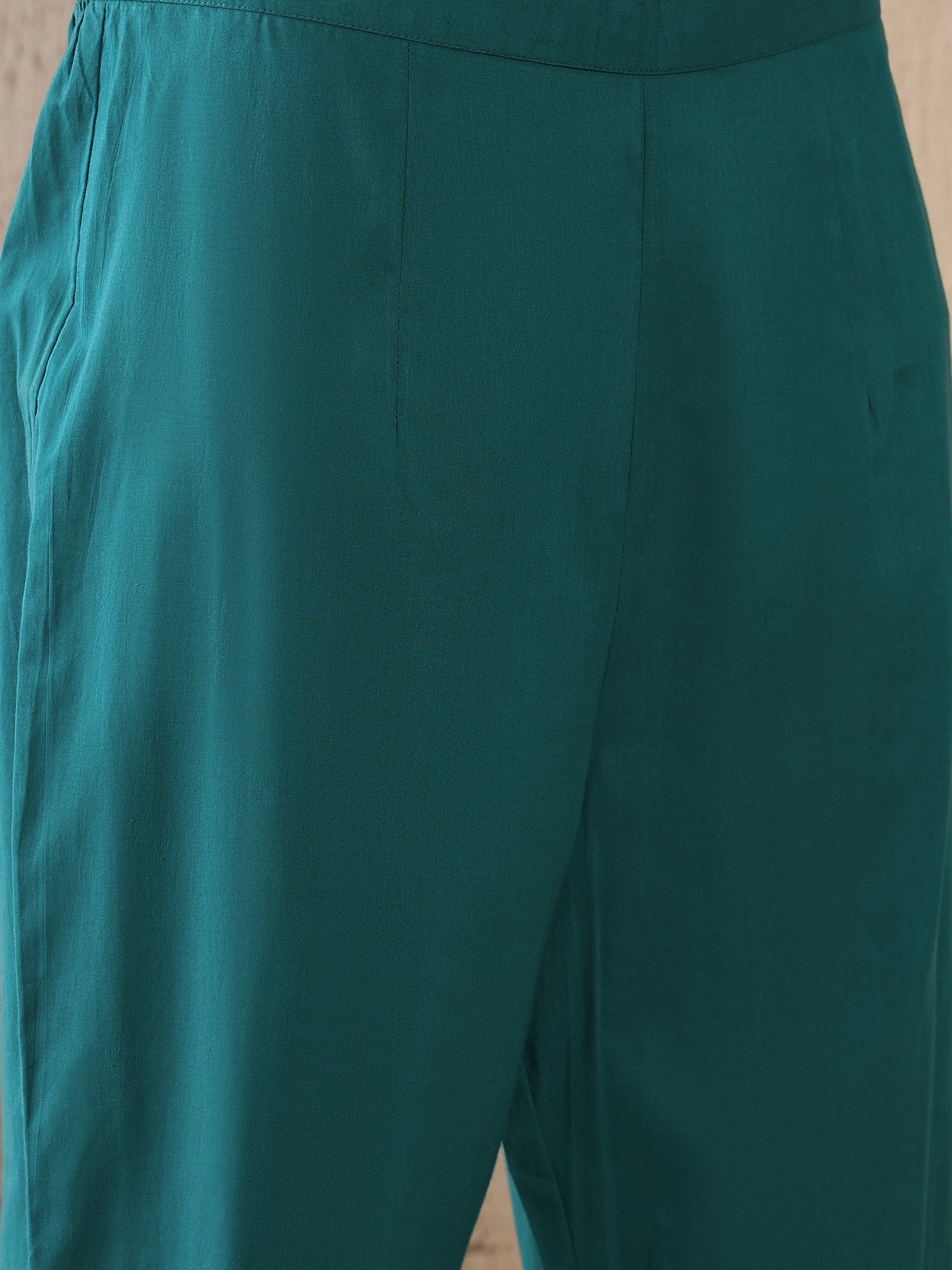 Indo Era Teal Printed A-Line Kurta Trousers With Dupatta set