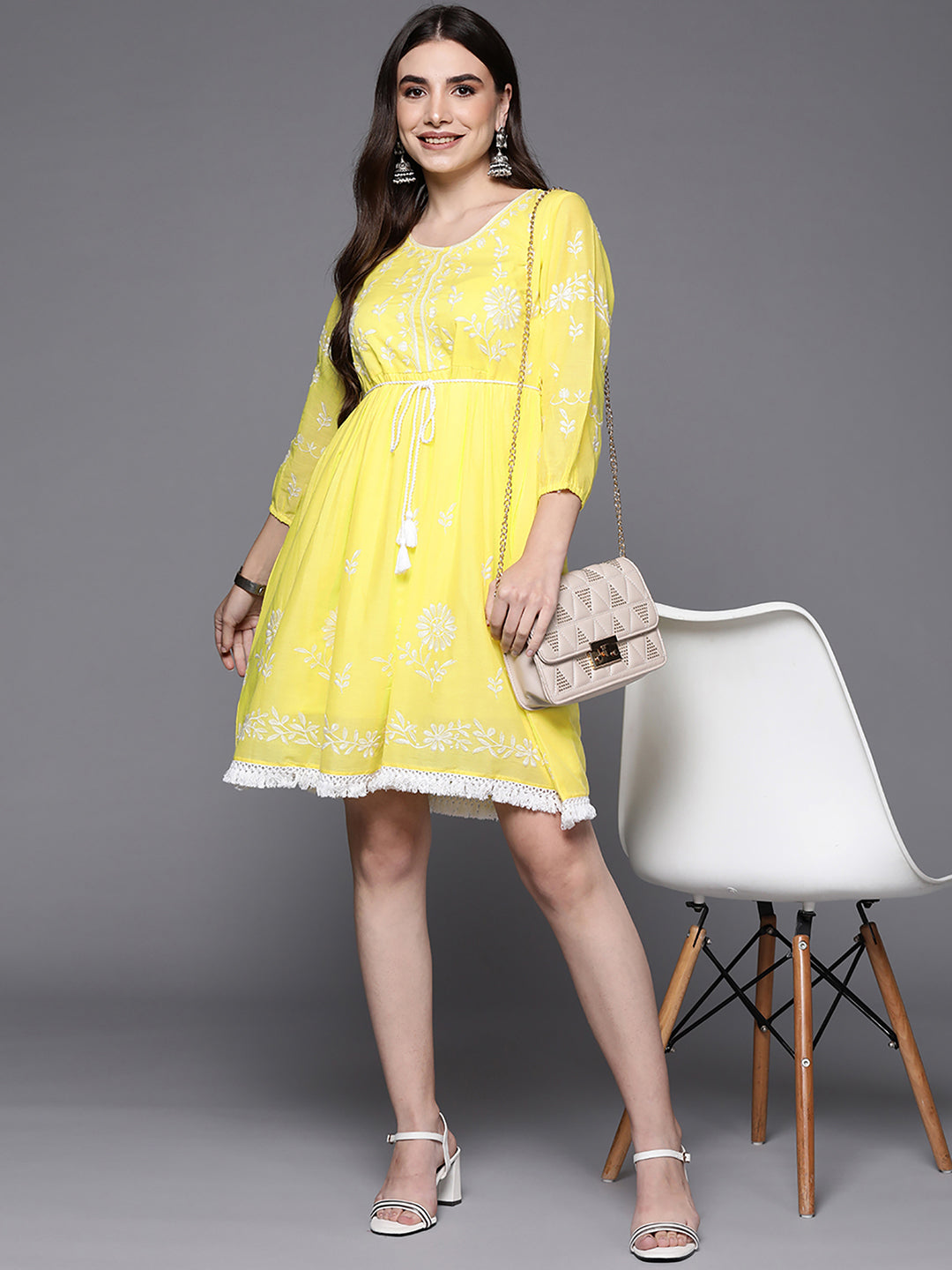 Yellow Ethnic Full Flair Gown With Full Sleeve || Rooprekha – rooprekha