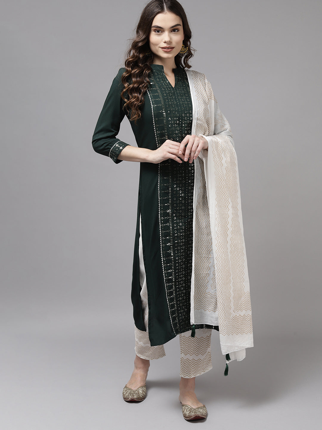 Nayasi Womens White Viscose Printed Kurta Trouser Set with Dupatta  (NYK-BU-White FANTA-S) : Amazon.in: Fashion